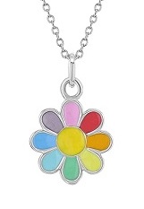 very nice rainbow daisy silver baby necklace